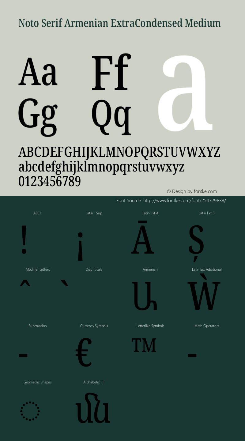 Noto Serif Armenian ExtraCondensed Medium Version 2.008图片样张