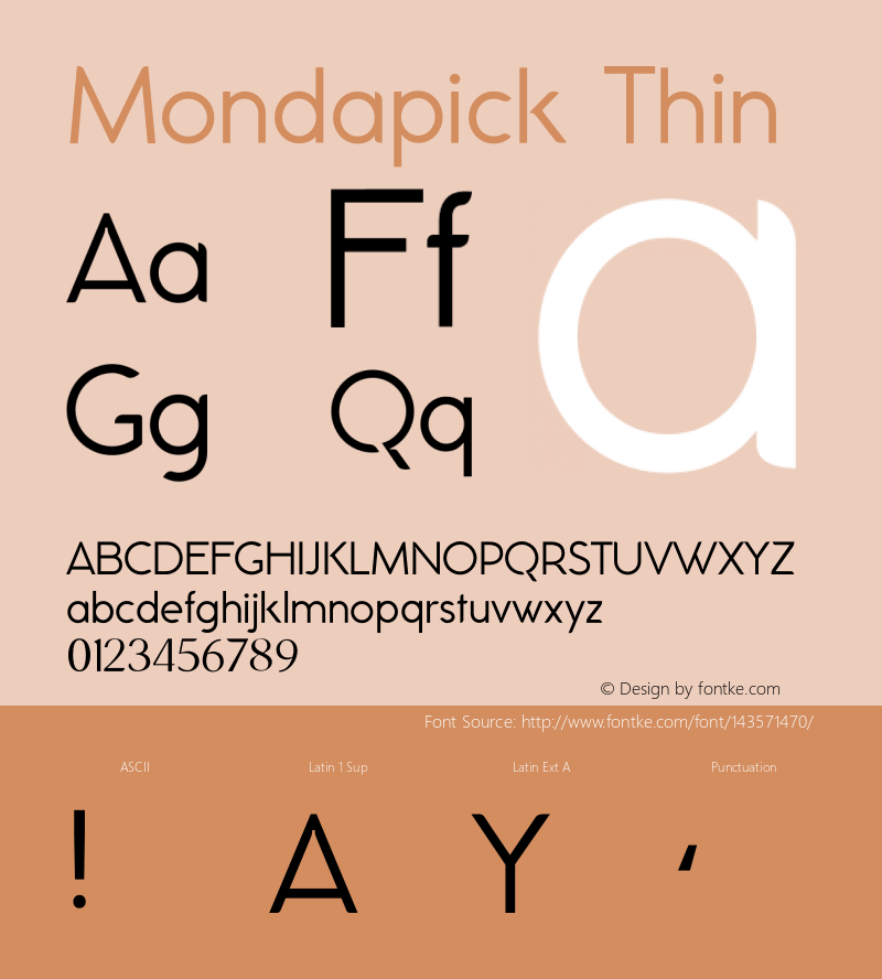 Mondapick Thin Version 1.005;Fontself Maker 3.5.4 Font Sample