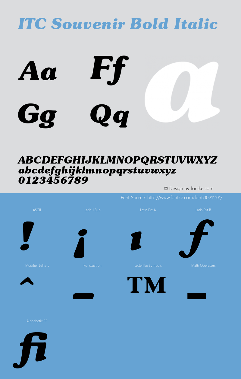 ITC Souvenir Bold Italic 001.001 Font Sample