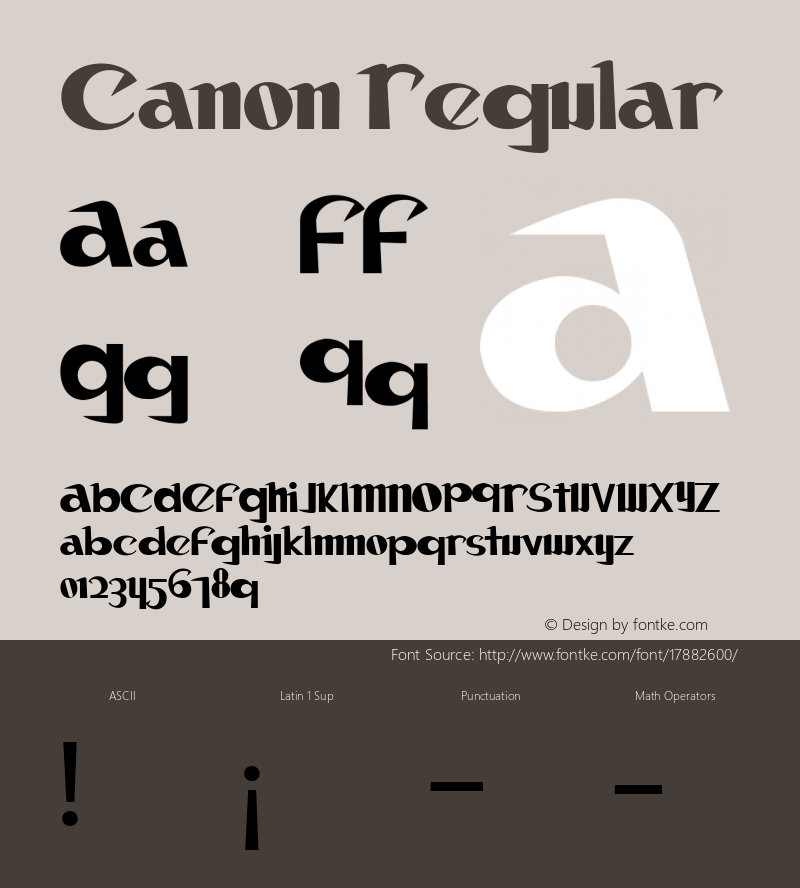 Canon Regular Version 1.0 Font Sample