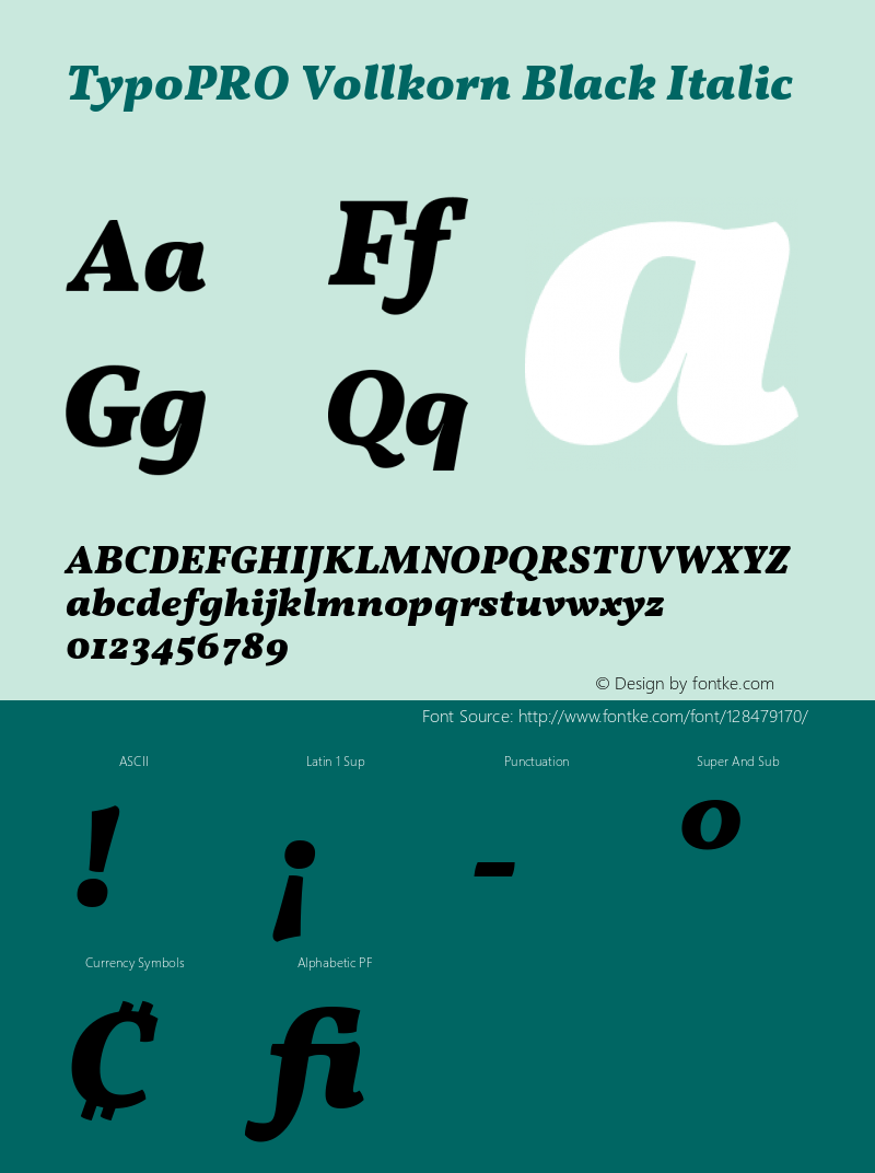 TypoPRO Vollkorn Black Italic Version 5.000; ttfautohint (v1.8.3) Font Sample