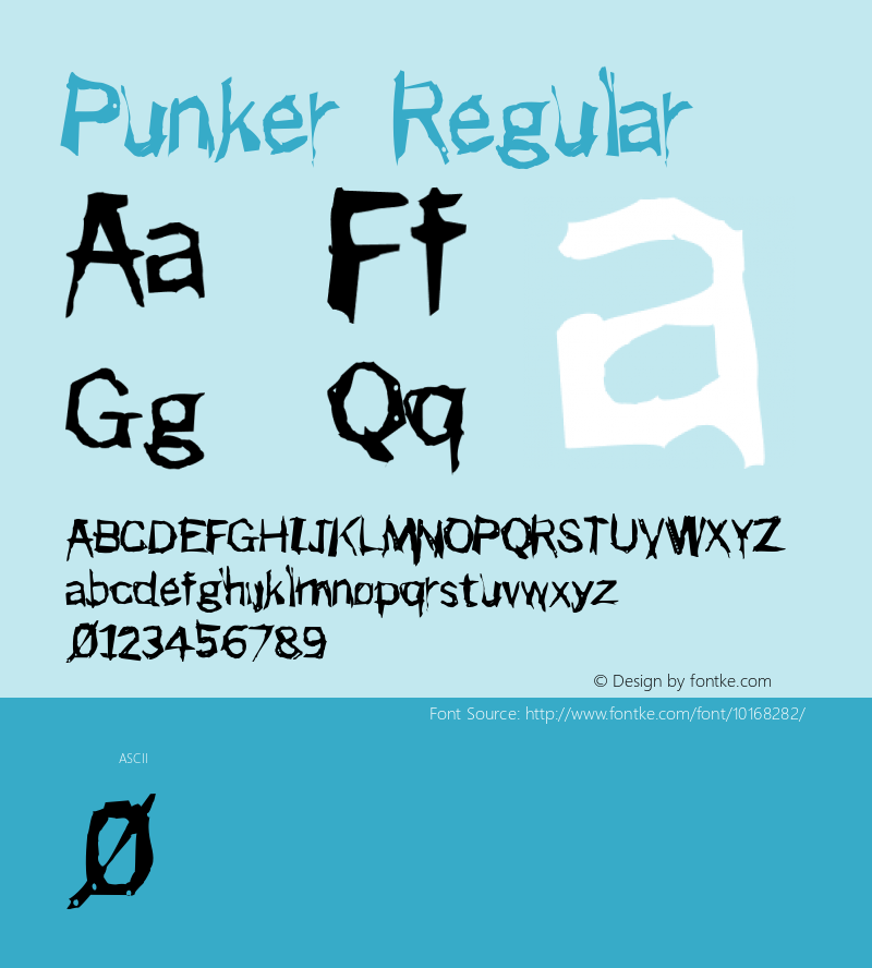 Punker Regular Unknown Font Sample