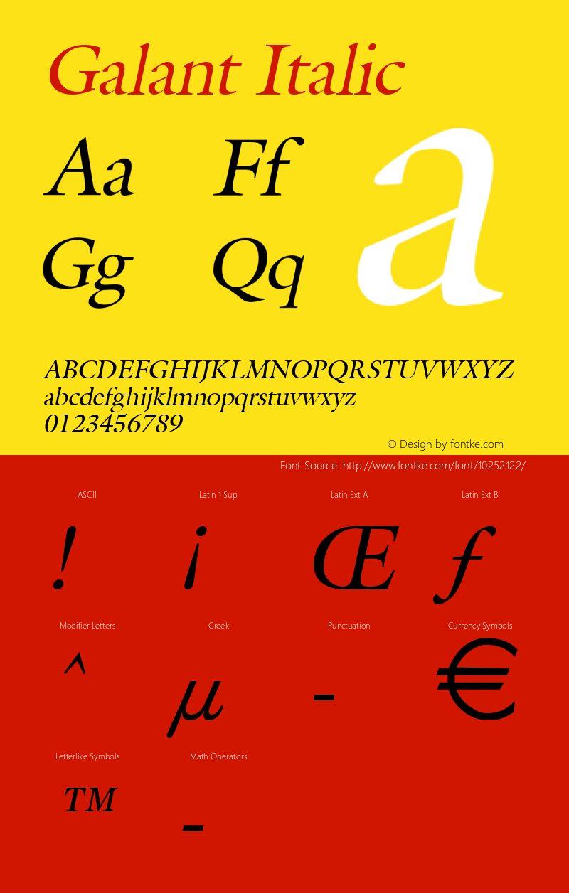 Galant Italic Altsys Fontographer 4.1 5/8/96 Font Sample