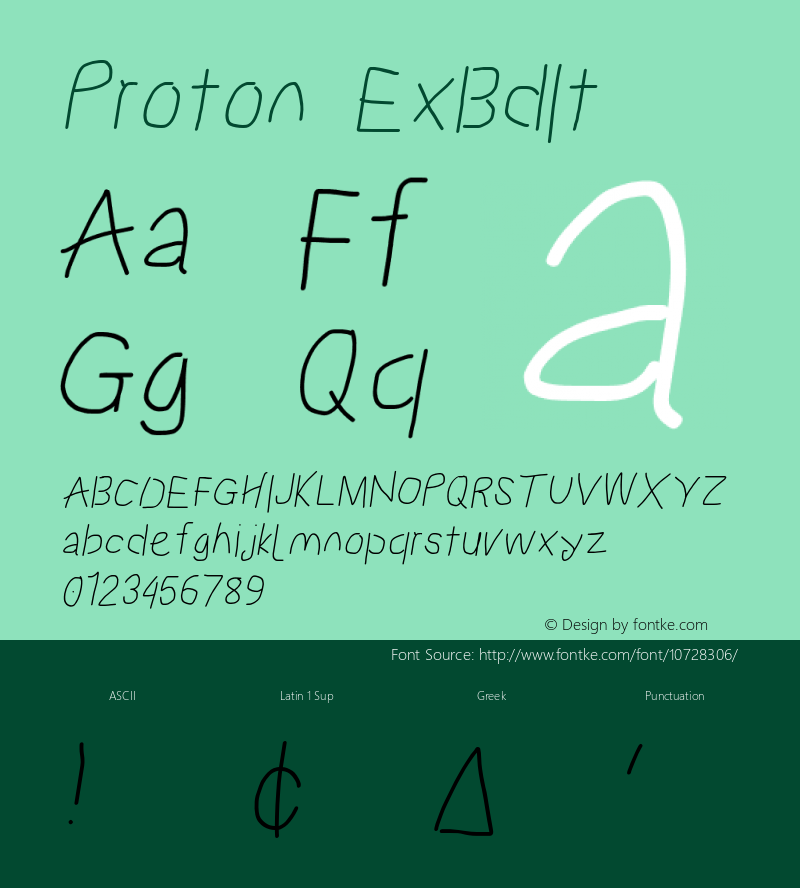 Proton ExBdIt Version 1.017 Font Sample