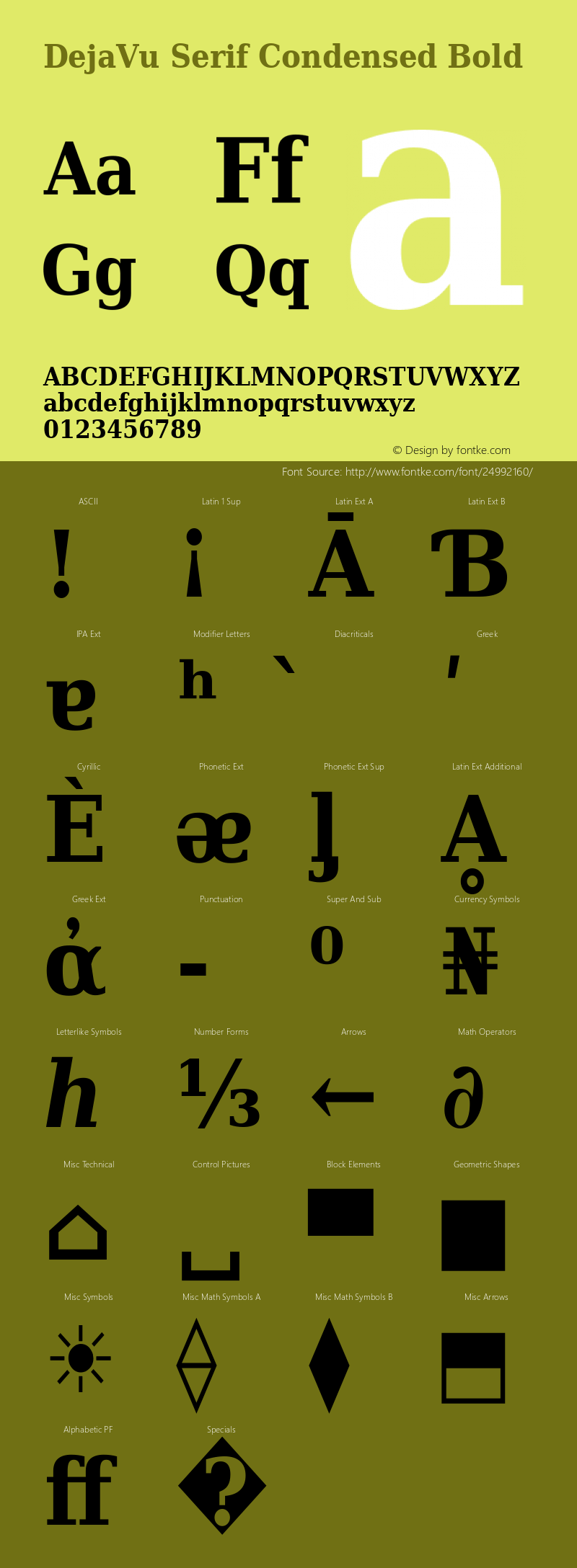 DejaVu Serif Condensed Bold Version 2.8 Font Sample