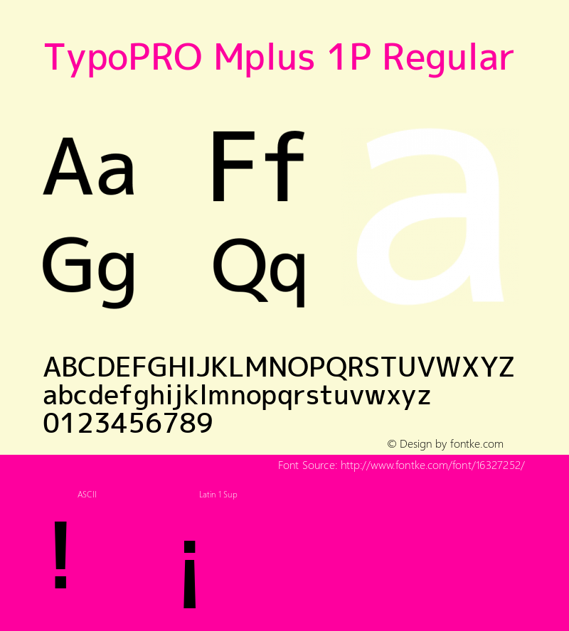 TypoPRO Mplus 1P Regular Version 1.059 Font Sample