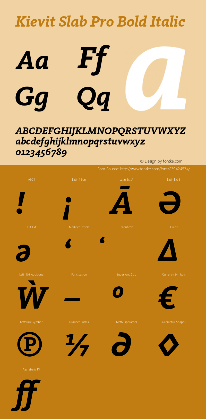 Kievit Slab Pro Bold Italic Version 7.700, build 1040, FoPs, FL 5.04图片样张