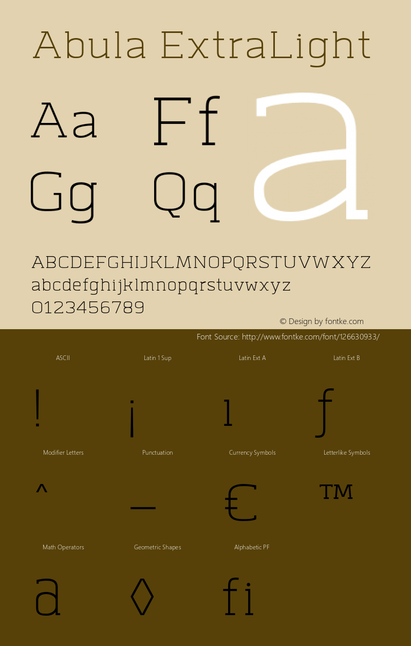 Abula-ExtraLight Version 1.000 Font Sample