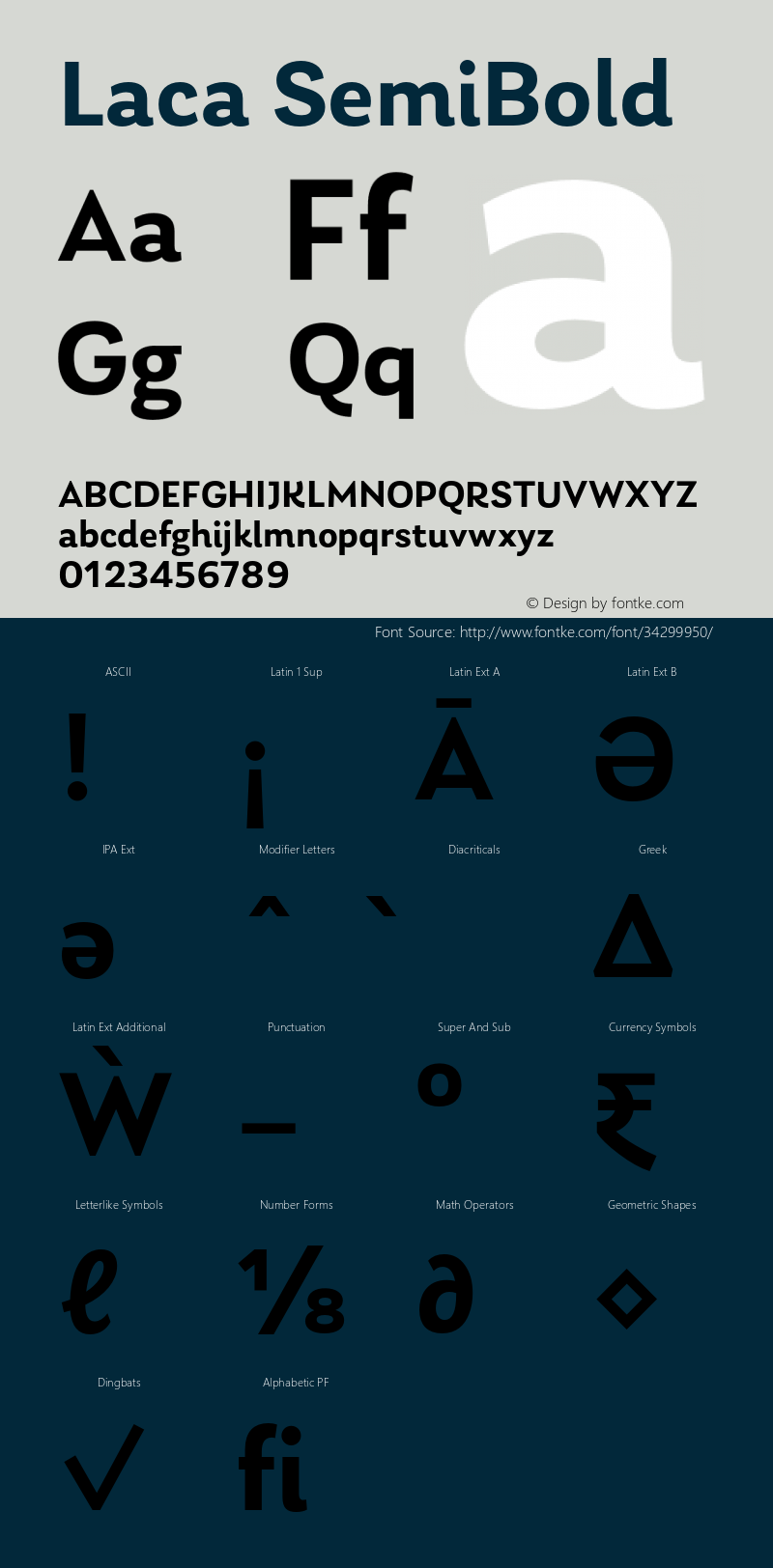 Laca-SemiBold Version 1.005;PS 001.005;hotconv 1.0.88;makeotf.lib2.5.64775 Font Sample