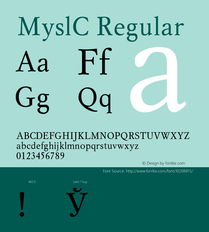 MyslC Regular 001.000 Font Sample