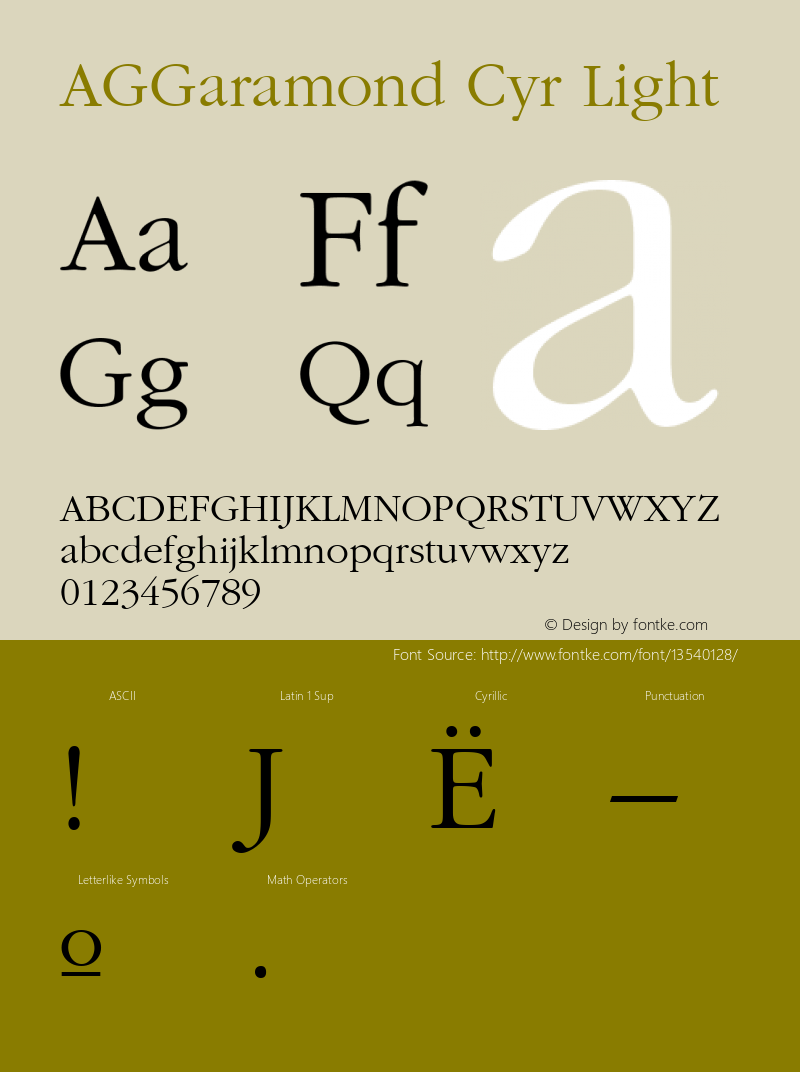 AGGaramond Cyr Light 001.000 Font Sample