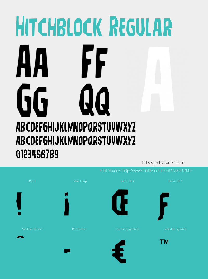 Hitchblock Version 1.0; 2016 Font Sample