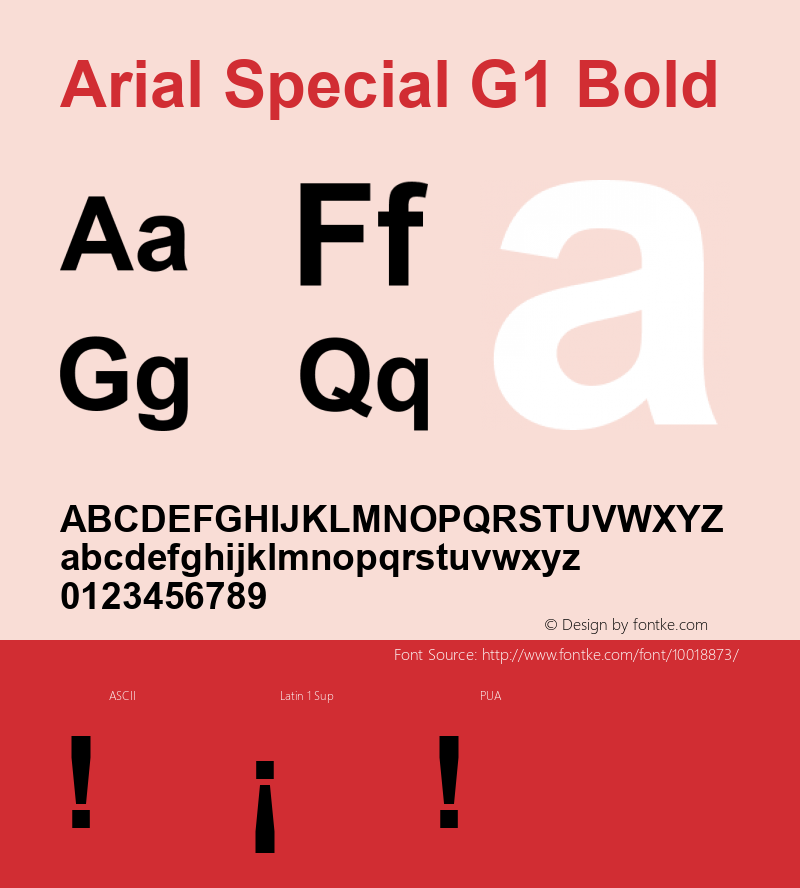 Arial Special G1 Bold Version 1.03 Font Sample