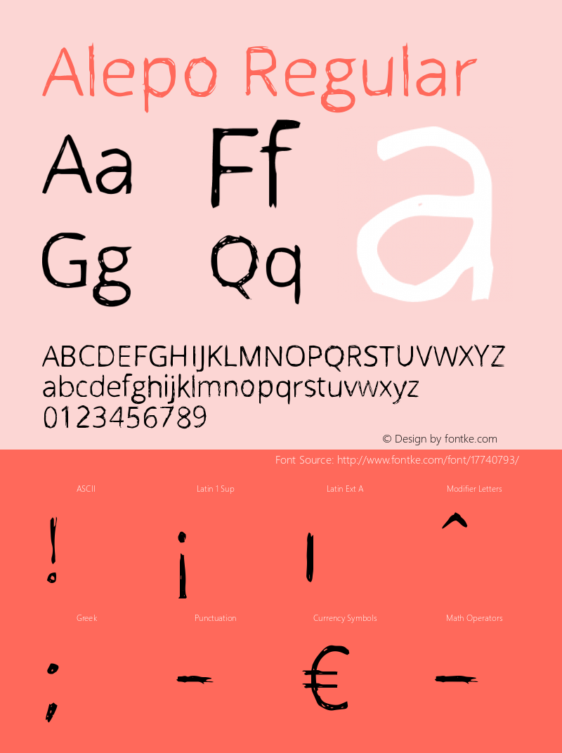 Alepo Regular Version 1.00 September 15, 2016, initial release Font Sample