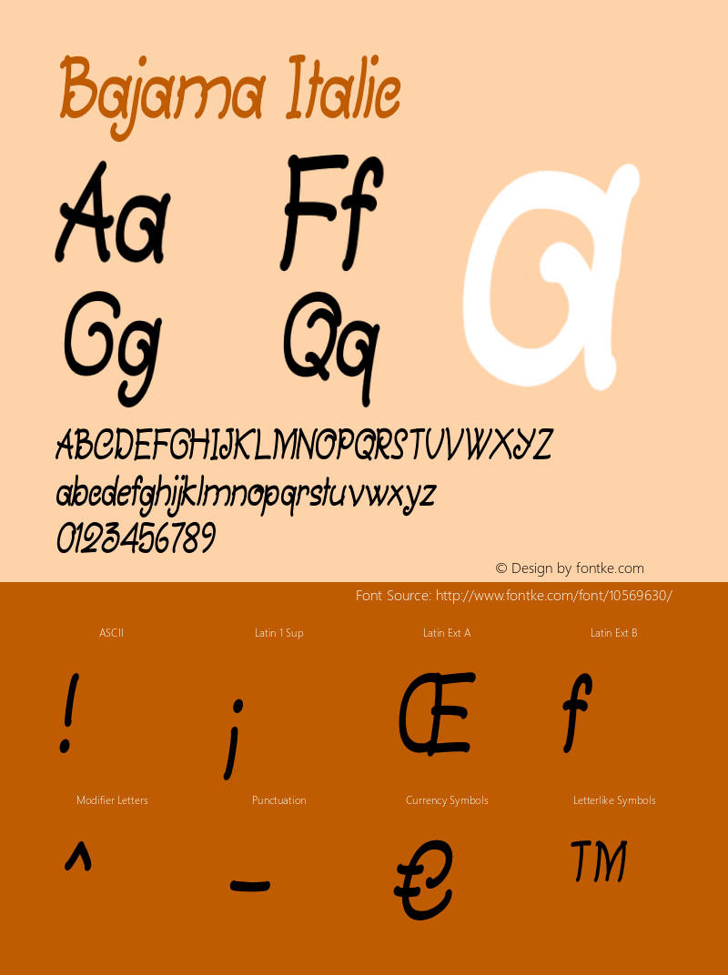 Bajama Italic Version 1.000 Font Sample