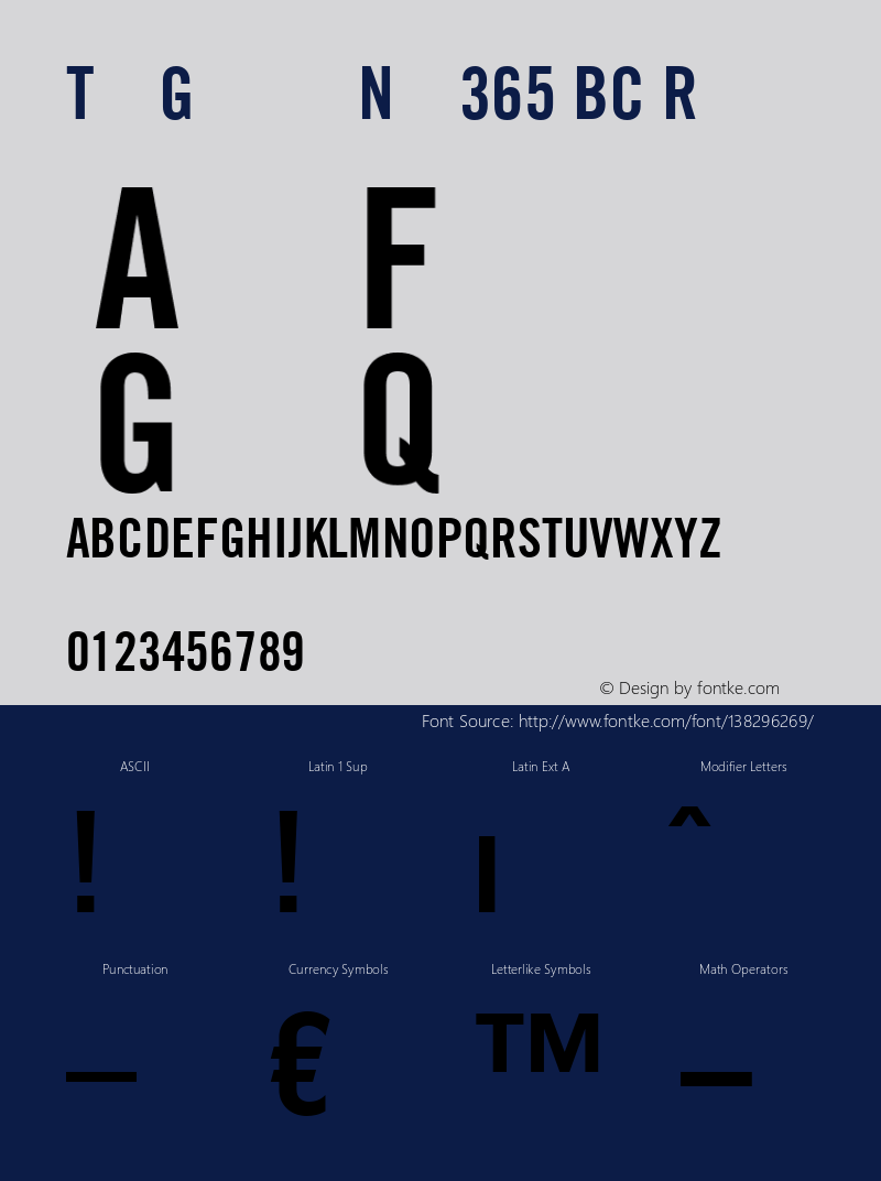 TradeGothic for Nike 365 BC Version 1.000 Font Sample