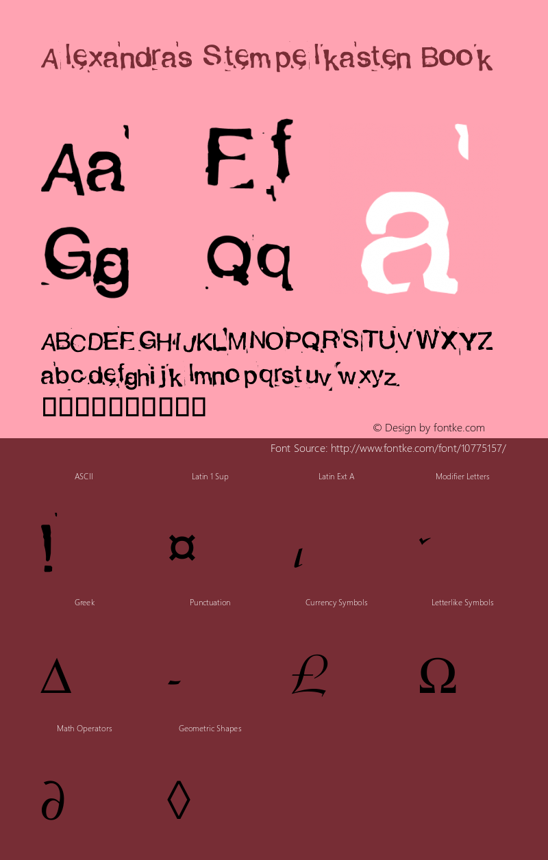 Alexandras Stempelkasten Book Version 1.50 Font Sample