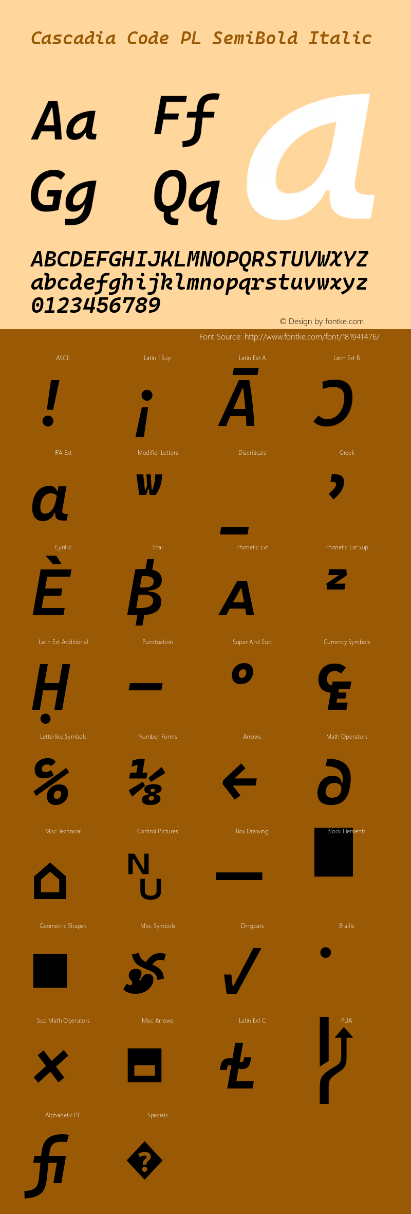 Cascadia Code PL SemiBold Italic Version 2110.031; ttfautohint (v1.8.4)图片样张