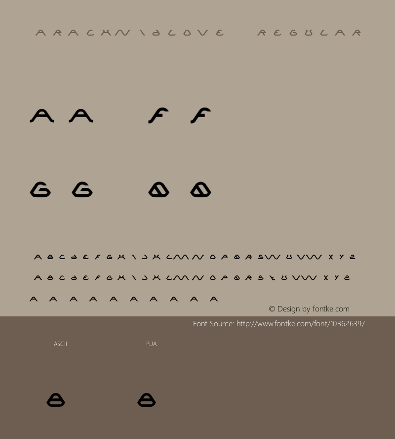 arachnidlove Regular Unknown Font Sample