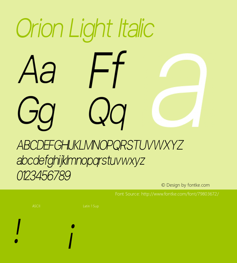 Orion Light Italic Version 1.000;PS 001.000;hotconv 1.0.88;makeotf.lib2.5.64775 Font Sample