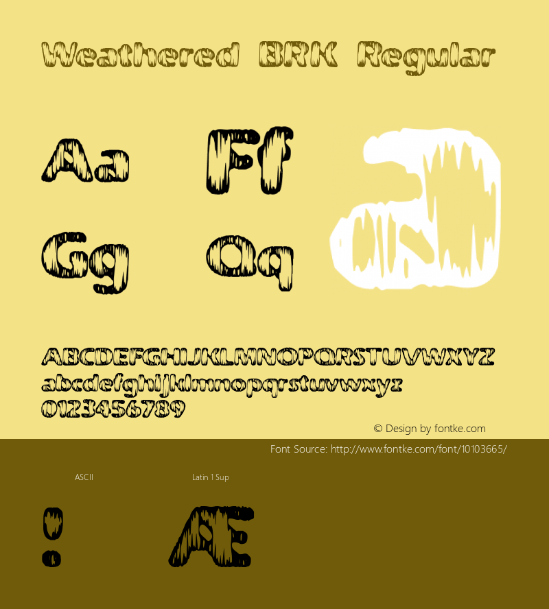 Weathered BRK Regular Version 2.22 Font Sample