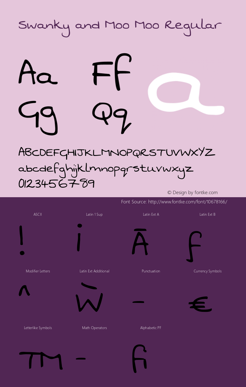 Swanky and Moo Moo Regular Version 1.002 2001 Font Sample