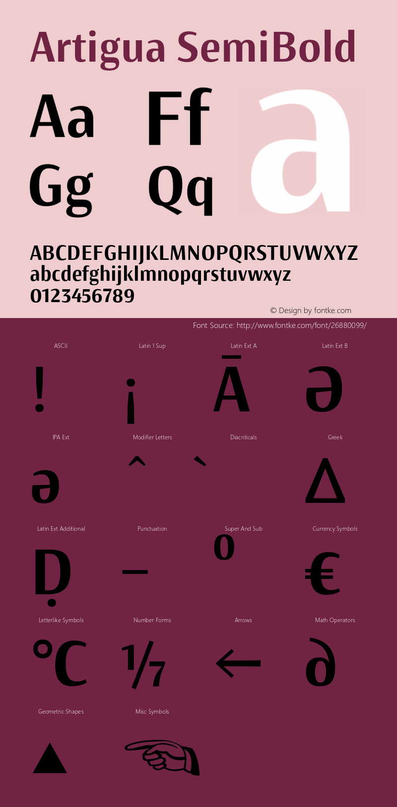Artigua-SemiBold Version 1.000 Font Sample