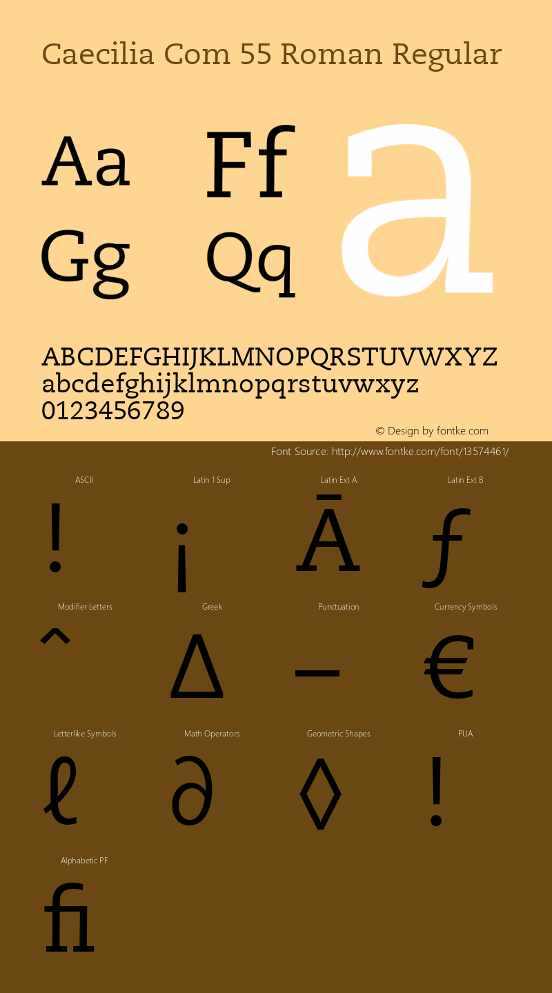 Caecilia Com 55 Roman Regular Version 1.01 Font Sample