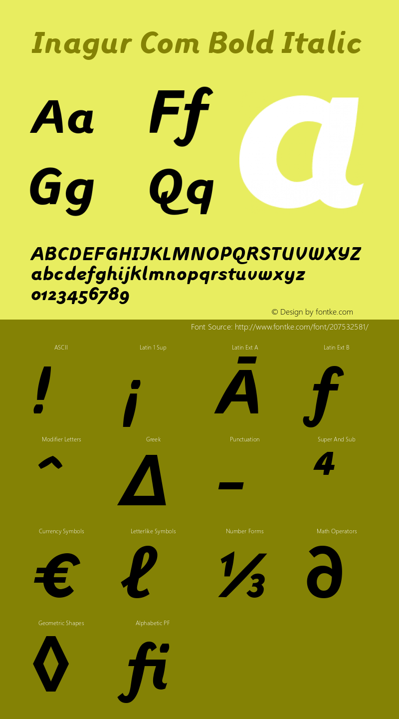 Linotype Inagur Com Bold Italic Version 1.30图片样张