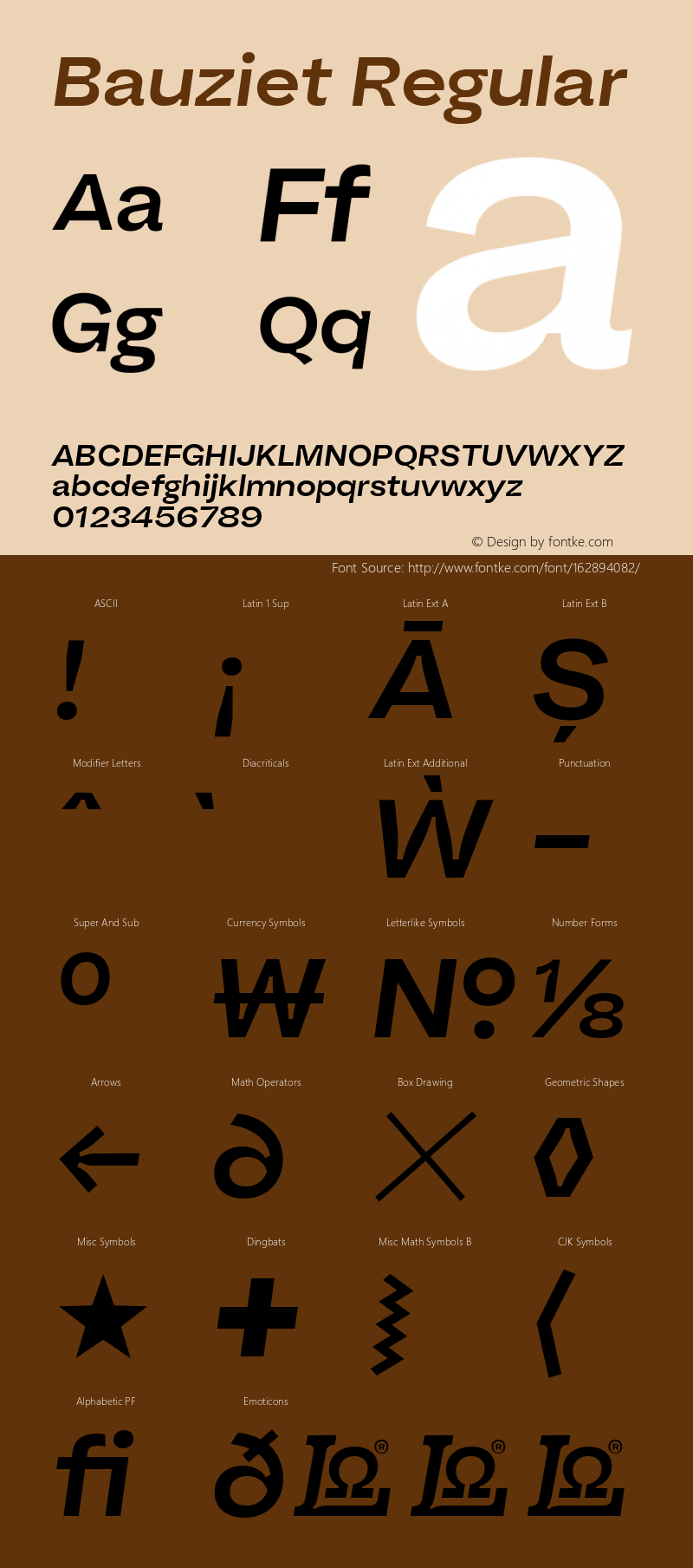 Bauziet Wide SemiBold It Version 1.00 Font Sample