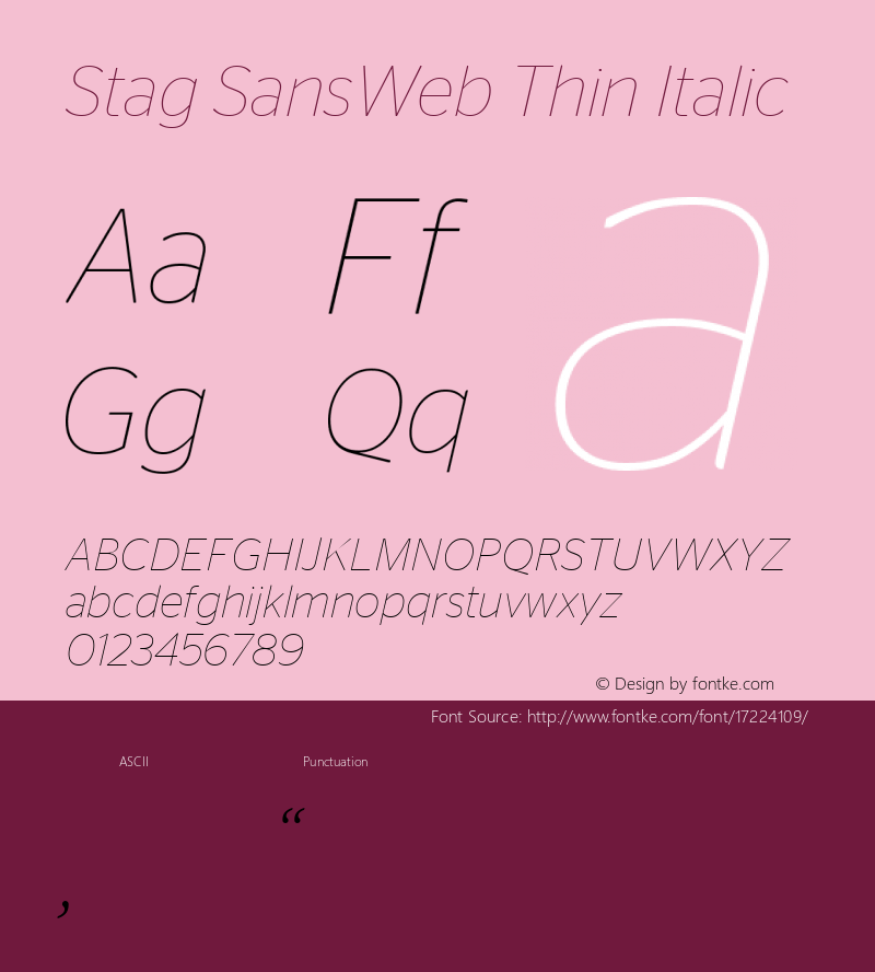 Stag SansWeb Thin Italic Version 1.1 2007 Font Sample