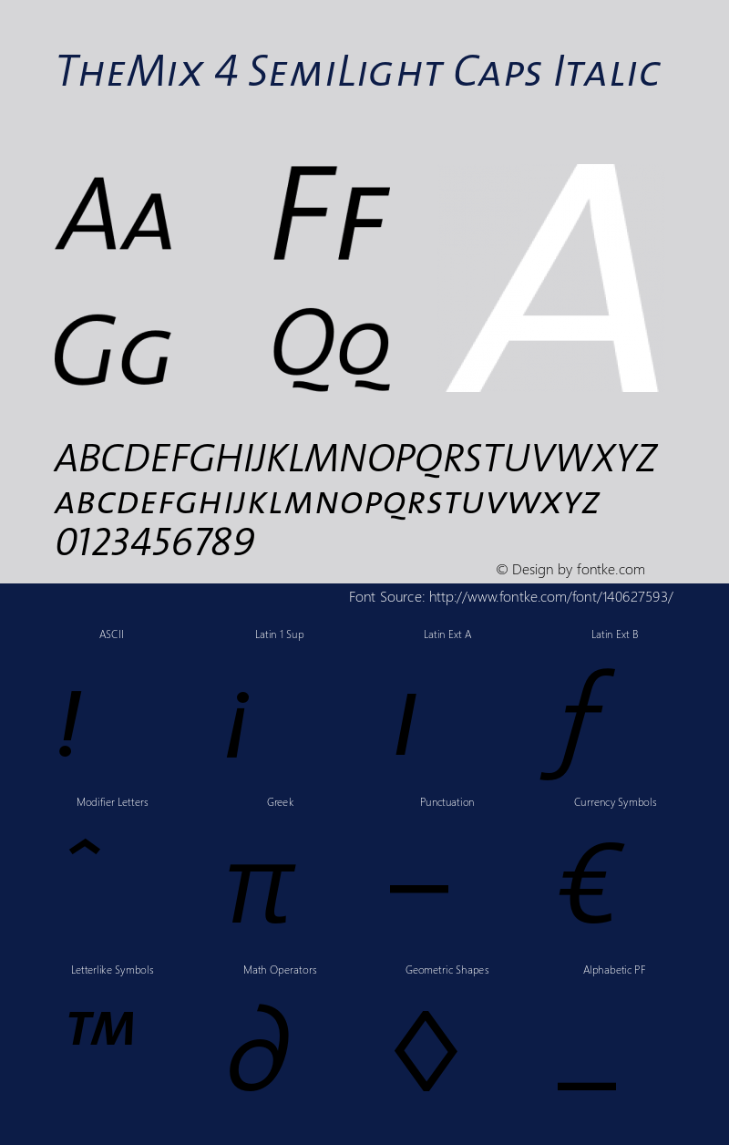 TheMix-4SemiLightCapsItalic 1.0 Font Sample