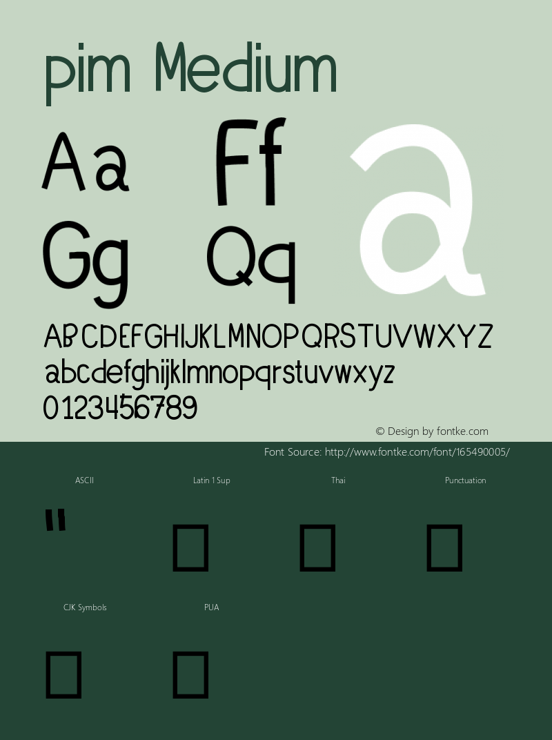 pim Version 001.000 Font Sample