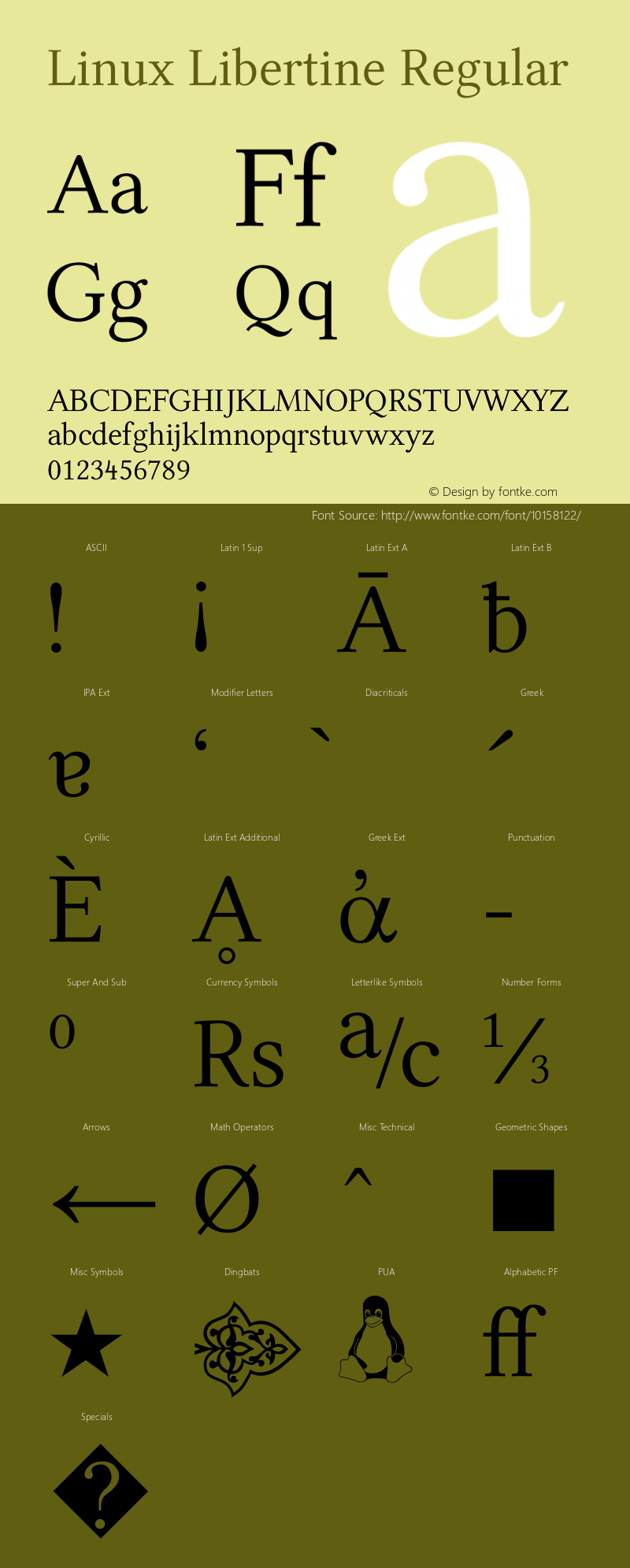 Linux Libertine Regular Version 1.1.9 Font Sample