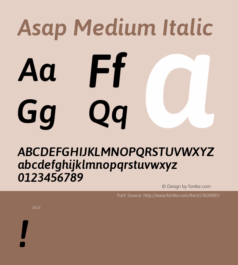 Asap Medium Italic  Font Sample