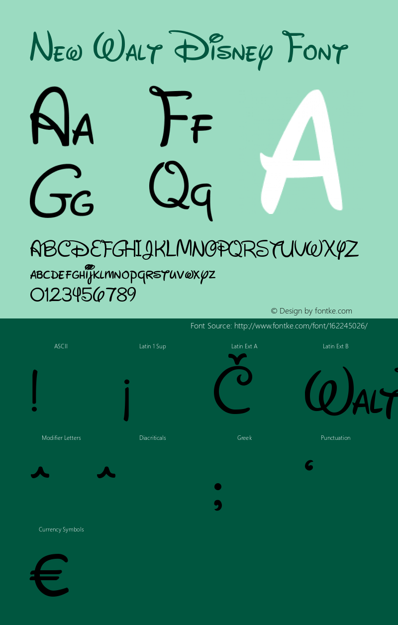 New Walt Disney Font Regular Version 1.00 Font Sample