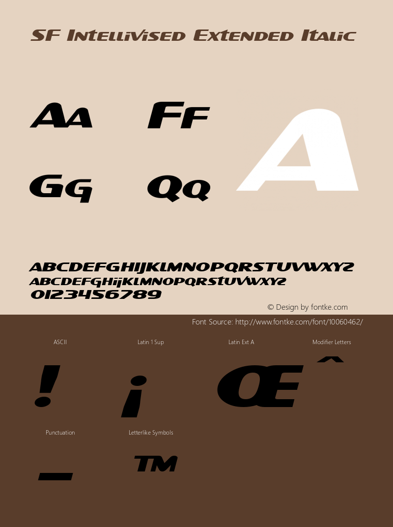 SF Intellivised Extended Italic v1.0 - Freeware Font Sample