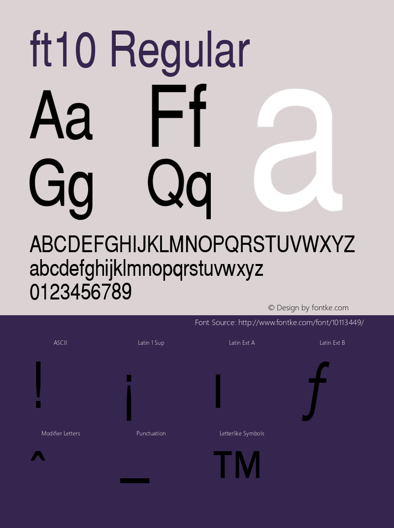 ft10 Regular 001.003 Font Sample