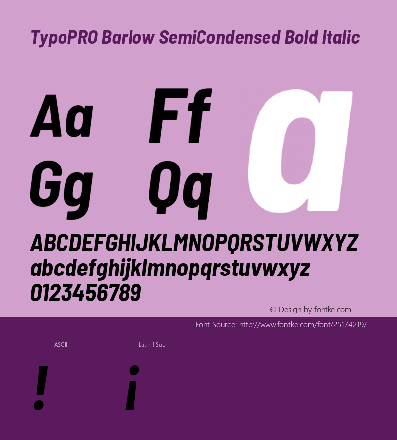 TypoPRO Barlow Semi Condensed Bold Italic Version 1.301 Font Sample