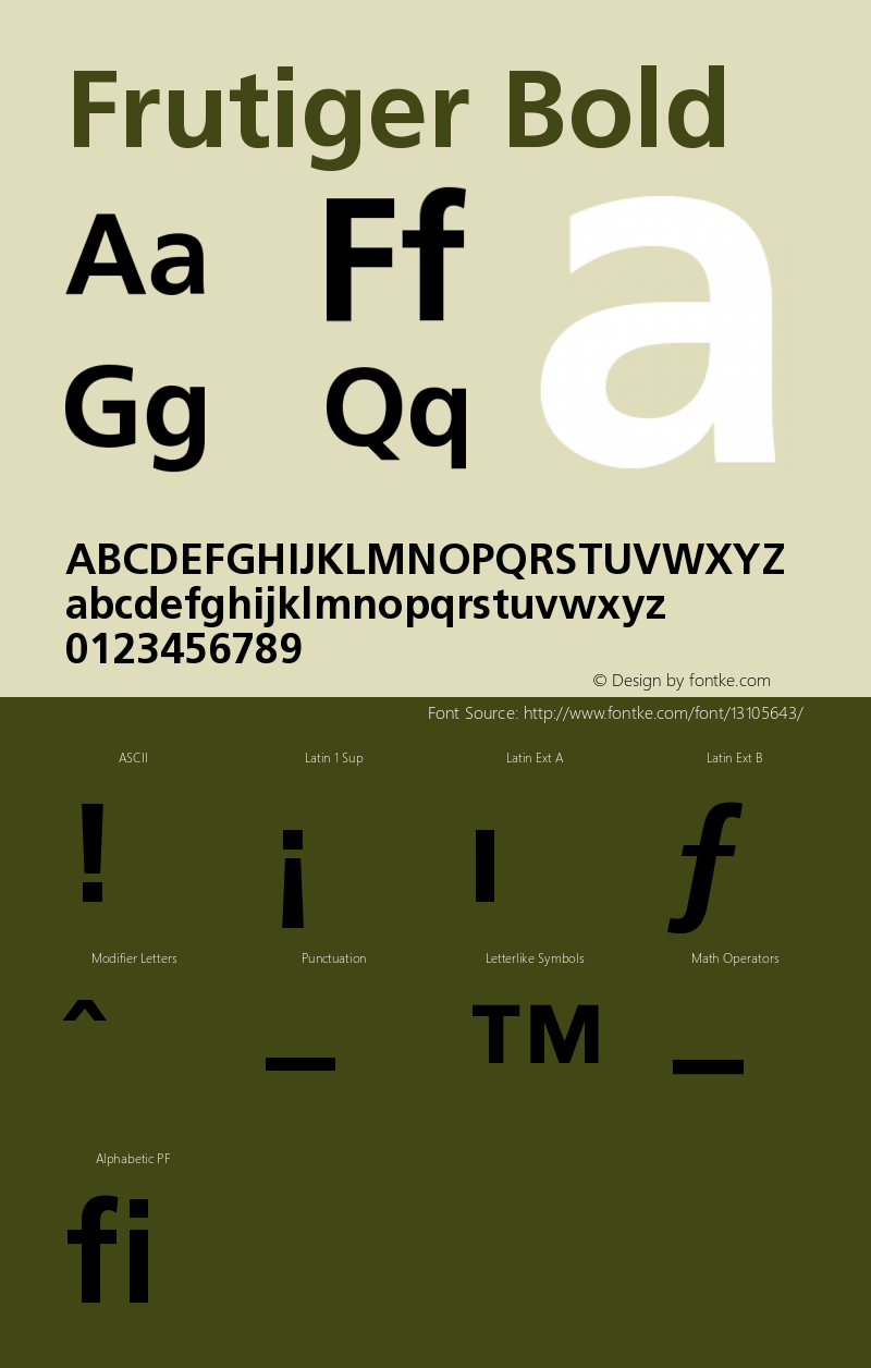 Frutiger Bold Version 001.001 Font Sample