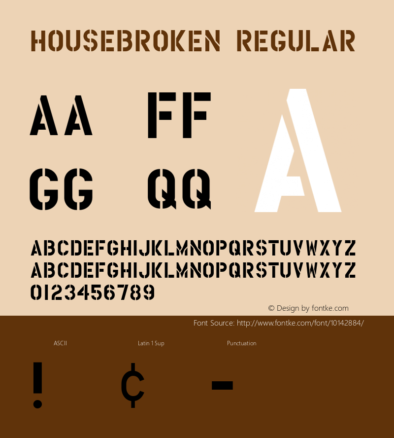 HouseBroken Regular Version 001.000 Font Sample