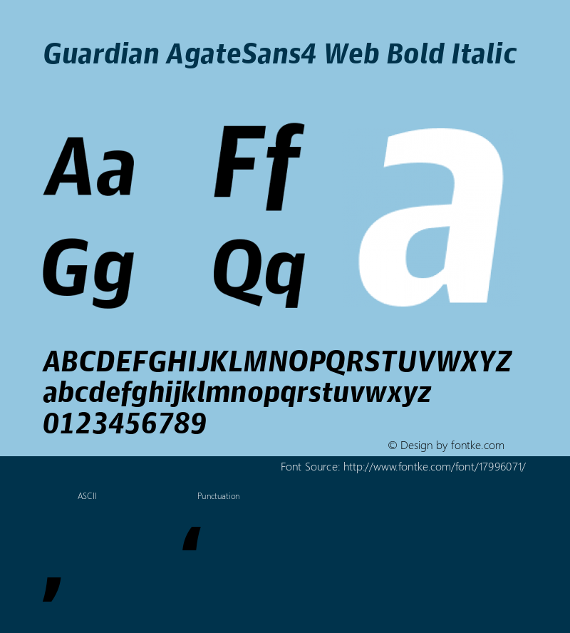 Guardian AgateSans4 Web Bold Italic Version 001.002 2011 Font Sample