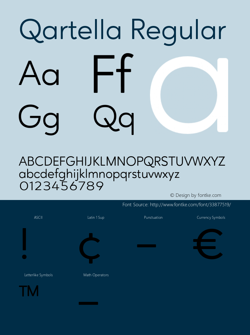 Qartella Regular Version 1.000;PS 001.000;hotconv 1.0.88;makeotf.lib2.5.64775 Font Sample