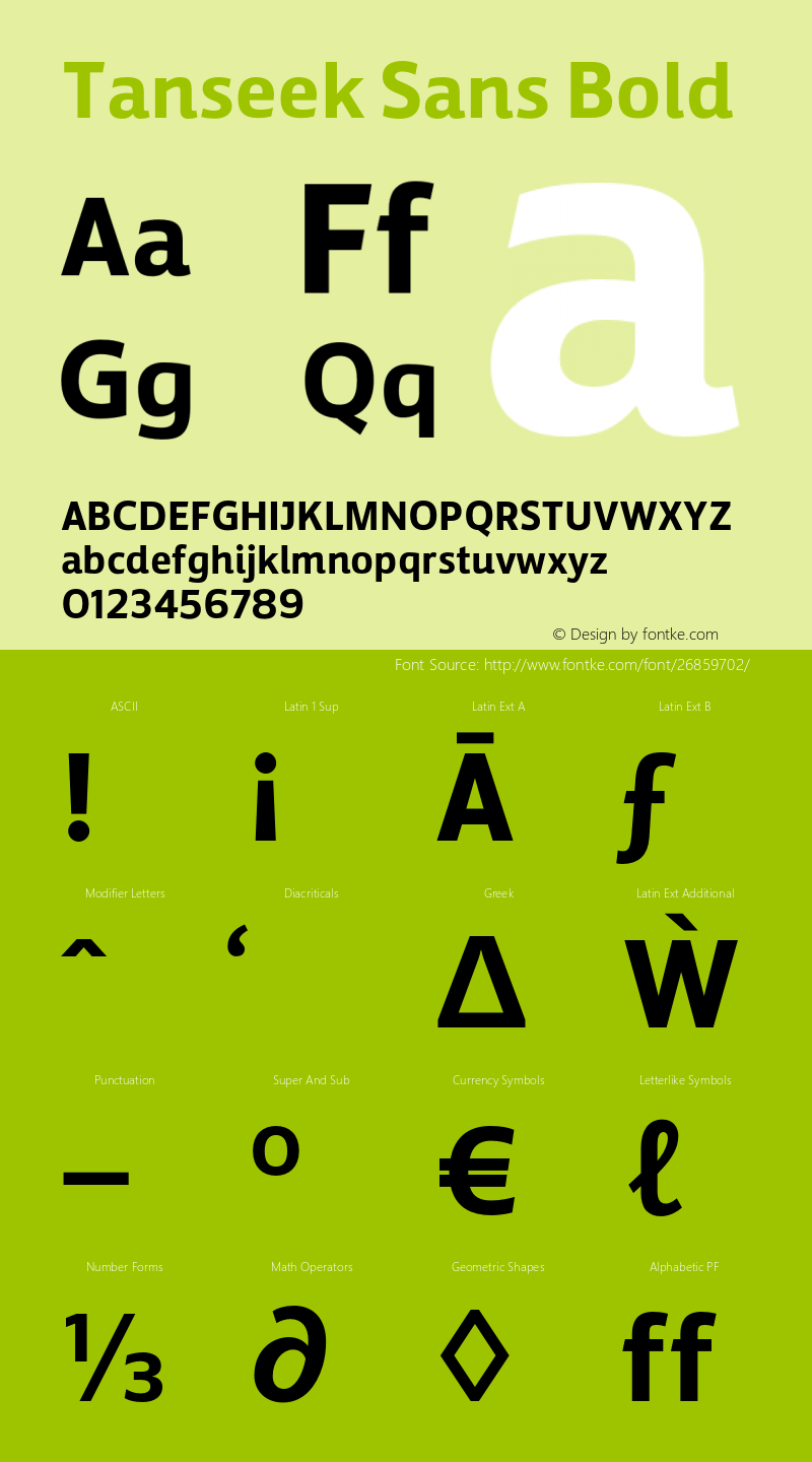 Tanseek Sans Bold Version 2.20 Font Sample