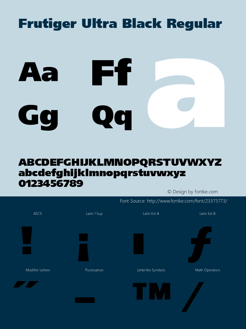 Frutiger Ultra Black Altsys Fontographer 3.5  10/5/95 Font Sample