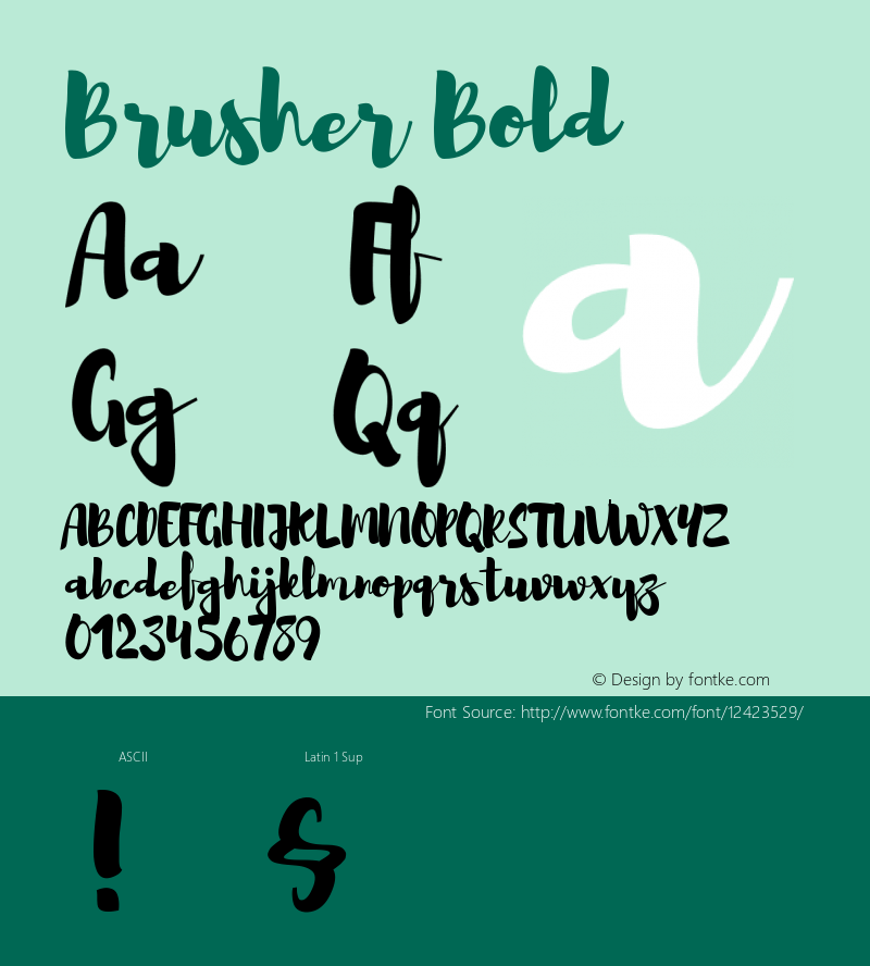 Brusher Bold Version 1.000;PS 001.000;hotconv 1.0.70;makeotf.lib2.5.58329 DEVELOPMENT Font Sample