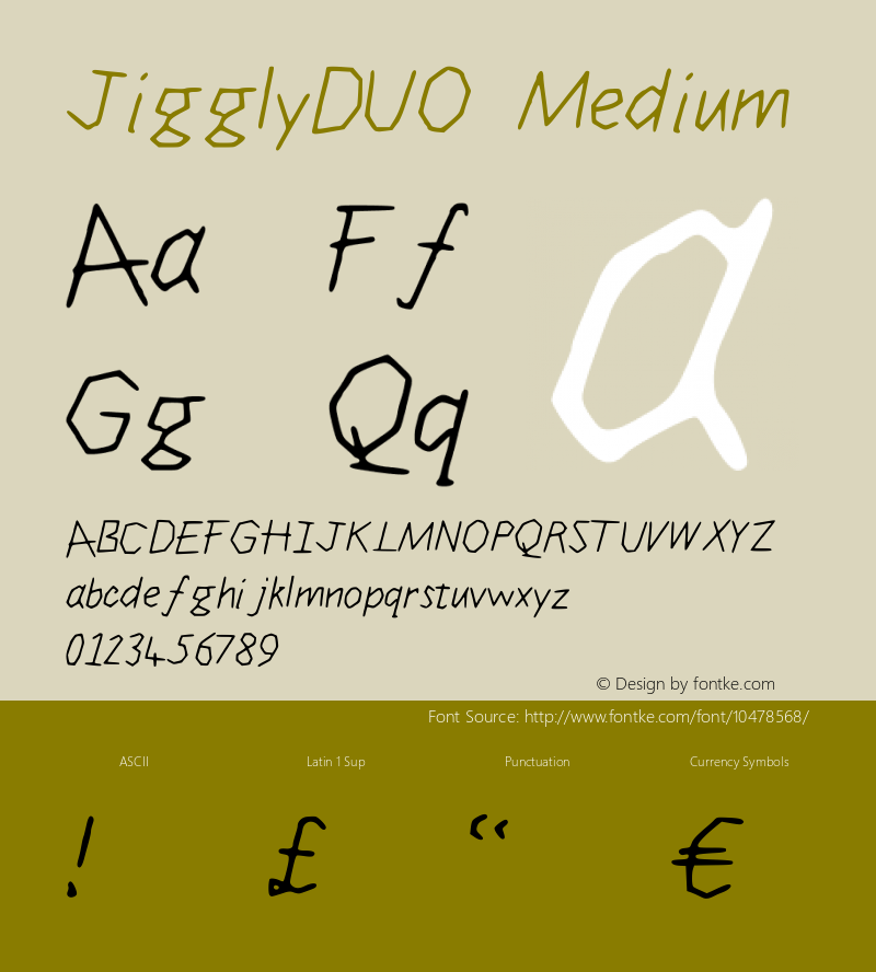 JigglyDUO Medium Version 001.000 Font Sample
