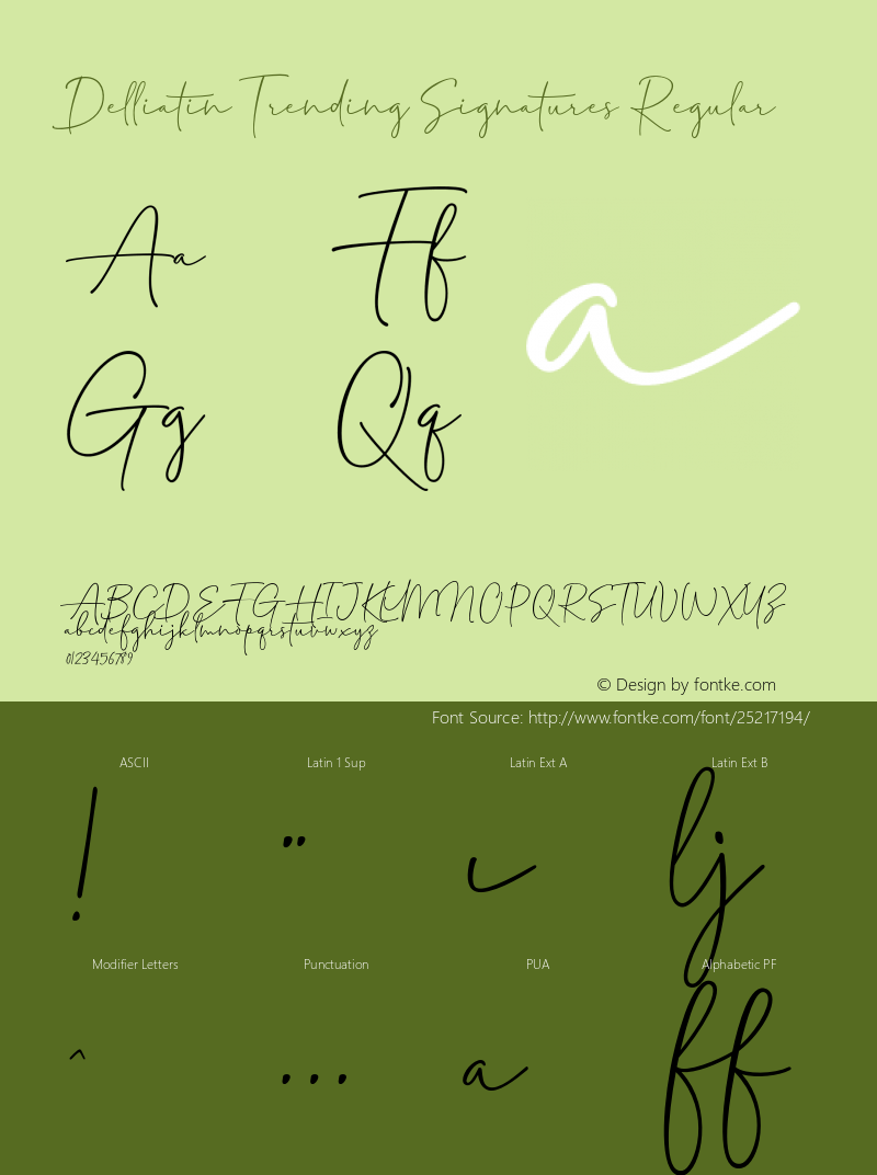 DelliatinTrendingSignatures Version 1.000 Font Sample