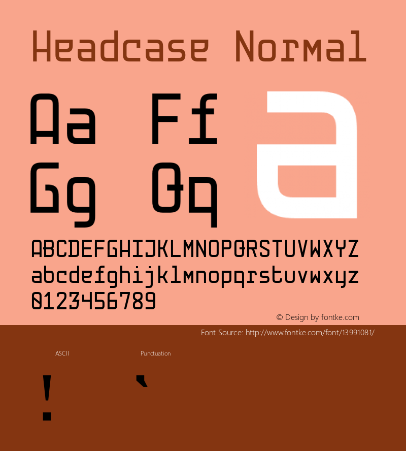 Headcase Normal Version 1.000 Font Sample