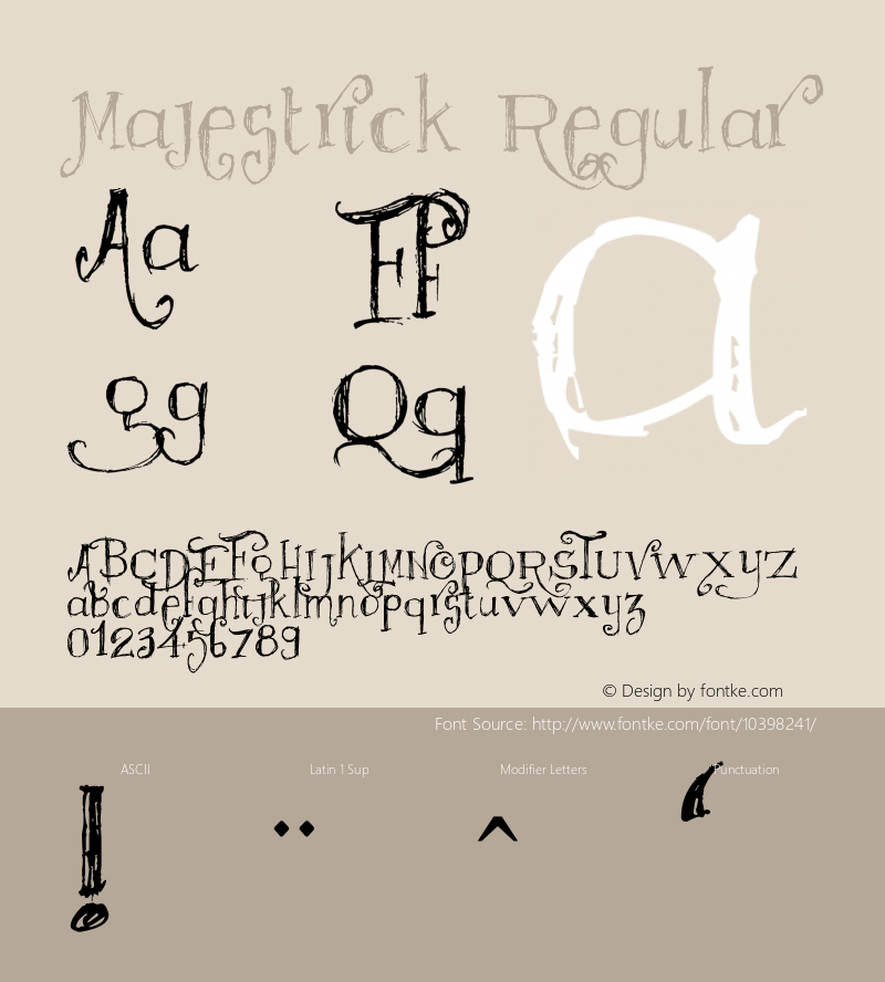 Majestrick Regular Version 1.00 January 3, 2011, initial release Font Sample